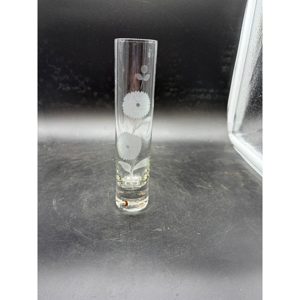 Schmid The Creative Hand Portugal Etched Crystal Floral Bud Vase Clear